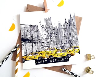 New York Skyline Birthday Card-Blank Inside