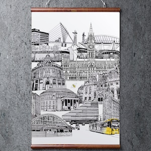 Manchester Skyline Fine Art Print- A3 or A2 Giclee Print