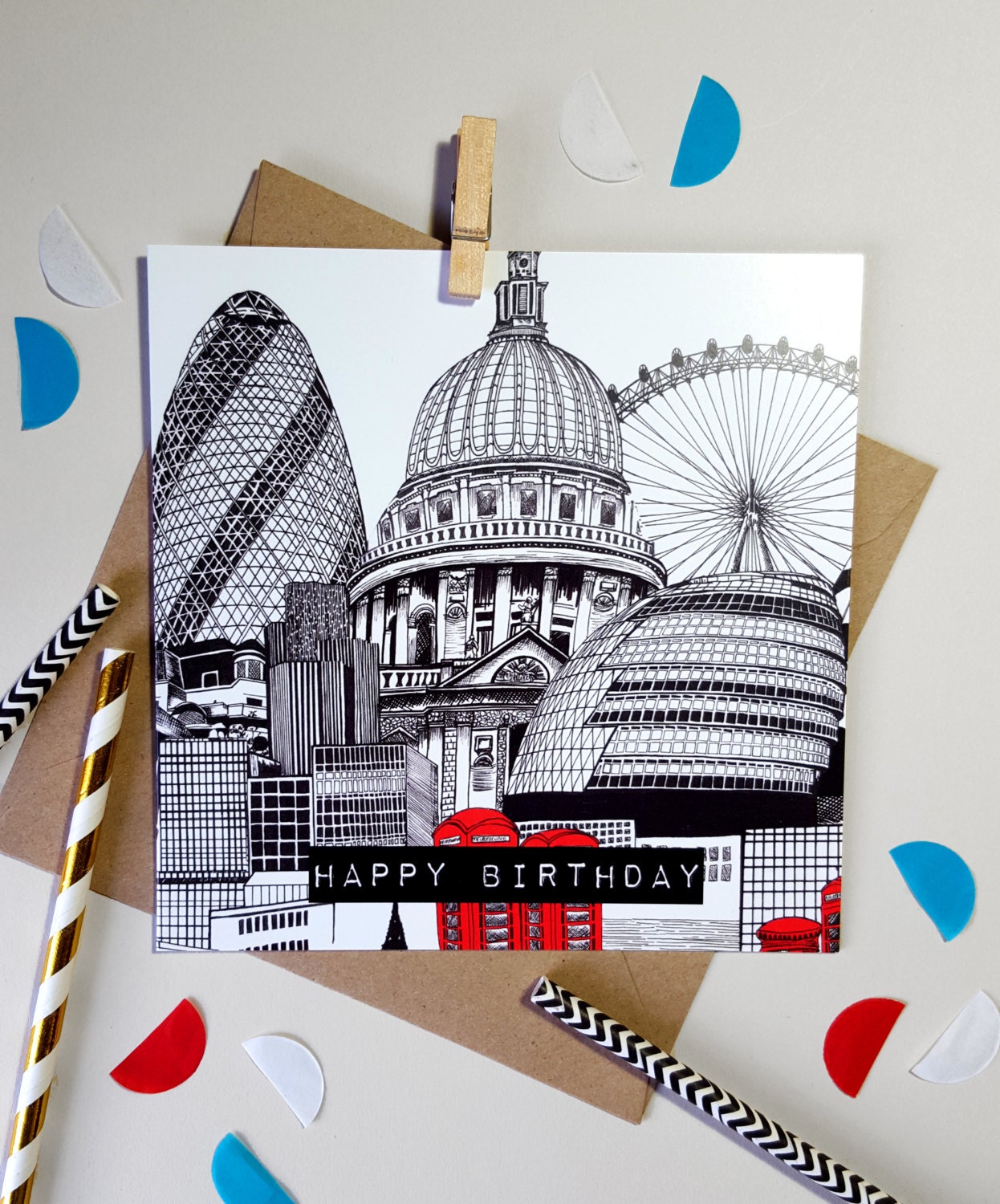 Illustrated London Skyline Birthday Card London Etsy UK