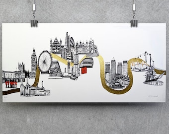 London From the Thames- Limited Edition Giclee Print- 23X50CM- UNFRAMED