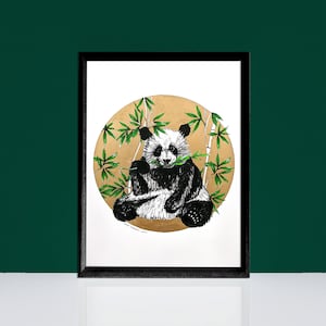 Gold Panda Hand Finished Unframed Fine Art Print- Various Sizes- A5/ A4/ A3