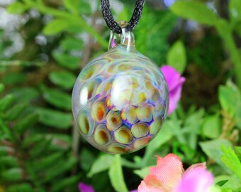 Honeycomb Lampwork Pendant Necklace // Borosilicate/Boro Glass // Rainbow Neons in a Swirled Honeycomb // Z1123