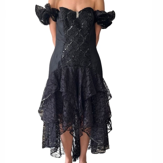 LEGENDS By Judy Berger Black Lace Dress Goth 80s … - image 9