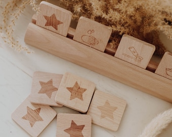 Holz Tagesplan mit Leiste - Morgen - Tagesablauf - Tagesroutine - Kinder - Holz - Mein Tag - Montessori - Waldorf