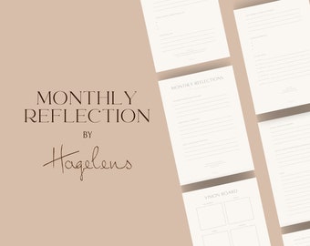 Monthly Reflection by Hagelens, Monthly Review Worksheet, Gratitude journal, Vision board, Planner Inserts, PDF