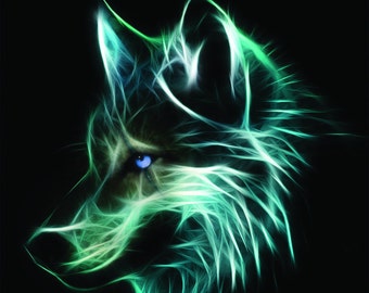 Wolf Face cross Stitch Pattern on BLACK or White Cloth, 14 ct. Aida