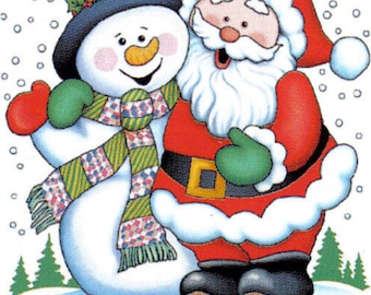 Delightful Santa and Snowman Cross Stitch Pattern, 14 ct Aida, Digital Download