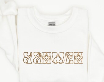 Yahweh Embroidered Sweatshirt Christian Birthday Gift, Christian Embroidery, Minimal Religious Apparel, God is Good, Jesus Crewneck