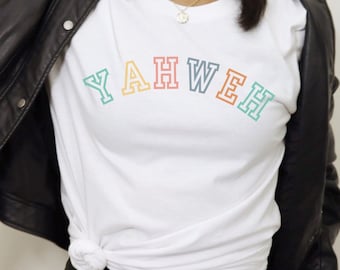 Yahweh Shirt Christian Gift, Retro Aesthetic Christian Tshirt, Faith Tshirt, Religious Apparel, Colorful Minimalist Christian Shirt