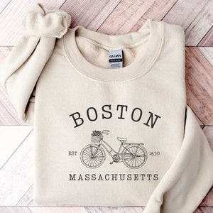 Embroidered Boston Sweatshirt, Cozy Fall Boston Massachusetts Crewneck Sweater, Boston Souvenir, Boston MA Gift, Boston Vacation Pullover