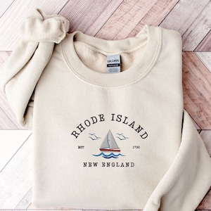 Embroidered Rhode Island Sweatshirt, Rhode Island Trip Crewneck, New England Cruise Sweater, Fall Sweatshirt, Vacation Travel Pullover Gift
