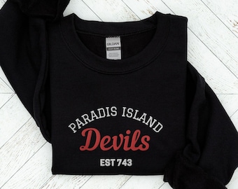 Devils of Paradis Embroidered Sweatshirt, AOT Crewneck Sweater, Anime Pullover, Anime Lover Gift, Manga Jumper, AOT Merch, Anime Embroidery
