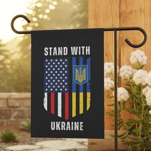 Stand With Ukraine Garden Flag, Support Ukraine Yard Sign, USA Ukraine Flag, Ukraine Support Outdoor Flag, Resist, Save Democracy, Diplomacy