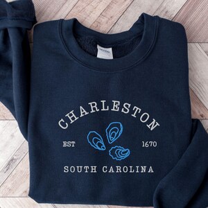 Embroidered Charleston Sweatshirt, South Carolina Girls Trip Crewneck, Bridesmaid Gift, Luxury Bachelorette Sweater, Vacation Pullover
