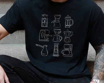 Coffee Maker Shirt Gift for Coffee Lover, Coffee Tshirt for Boyfriend, Coffee Machines, Barista Shirt, But First Coffee, Fall Coffee Tee