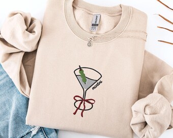 Embroidered Martini Sweatshirt, Martini Lover Crewneck, Bachelorette Party Gift, Maid of Honor Gift, Cruise Vacation Sweater, Cheers