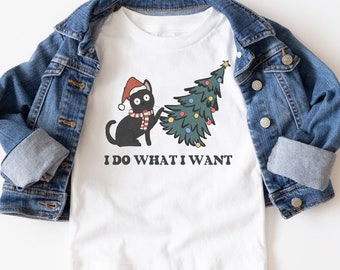 Camicia per bambini di Natale gatto divertente, faccio quello che voglio, camicia gatto divertente per bambini, maglietta per bambini gatto carino, camicia sarcastica, camicia per bambini gatto, bambini