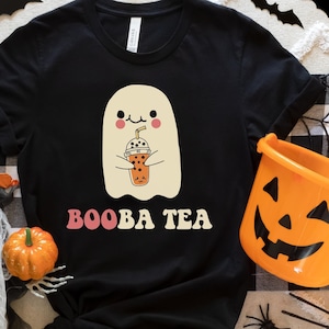 Cute Halloween Shirt, Boba Tshirt, Bubble Tea Tee, Trick or Treat Outfit, Cute Ghost Top, Fall Shirt, Gift for Boba Lover, Booba Tea Ghost
