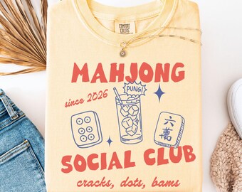 Mahjong Shirt, Mahjong Comfort Colors® T-shirts, Mah-jong Apparel, Mahjongg Clothing, Gift Ideas for Mom, Bestie, Girls Night, Game Night