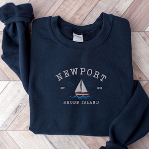Newport Rhode Island Embroidered Sweatshirt, Newport Trip Crewneck, New England Cruise Sweater, Bachelorette Party, Vacation Travel Pullover