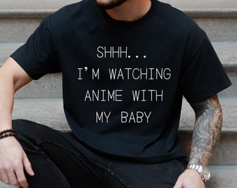 Watching Anime With Baby Shirt, Pregnancy Announcement, Anime Manga Clothes, Anime Nerd, New Dad Gift, New Mom Gift, Baby Announcement