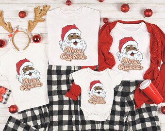 Brown Santa Shirt, Family Christmas Shirts, Matching Christmas Shirt, Matching Tshirt, Family Shirts, African American Xmas, Black Christmas