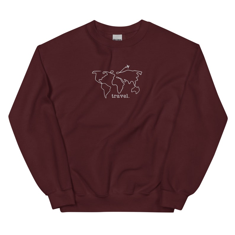 Travel Embroidered Sweatshirt, Adventurer Gift, Airplane Mode, Vacation Crewneck, Cozy Airplane Sweater, Gift for Traveler, Map Pullover