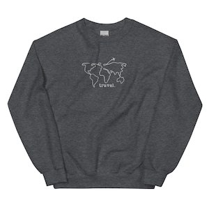 Travel Embroidered Sweatshirt, Adventurer Gift, Airplane Mode, Vacation Crewneck, Cozy Airplane Sweater, Gift for Traveler, Map Pullover