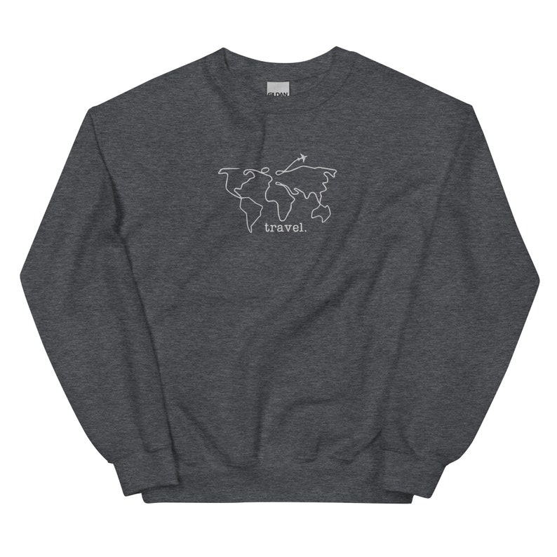 Travel Embroidered Sweatshirt, Adventurer Gift, Airplane Mode, Vacation Crewneck, Cozy Airplane Sweater, Gift for Traveler, Map Pullover