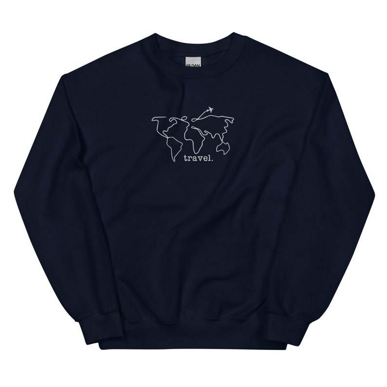 Travel Embroidered Sweatshirt, Adventurer Gift, Airplane Mode, Vacation Crewneck, Cozy Airplane Sweater, Gift for Traveler, Map Pullover