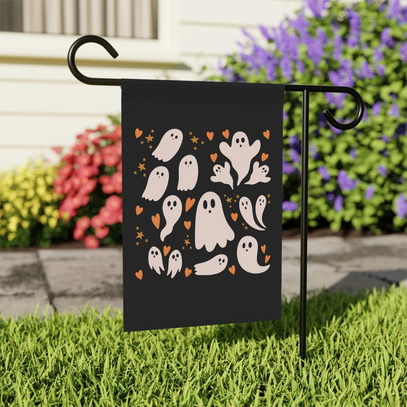 Fall Garden Flag, Fall Garden Decor, Halloween Flag, Ghost Garden Flag, Outdoor Decorations, Yard Sign, Housewarming Gift, Front Porch Decor afbeelding 3
