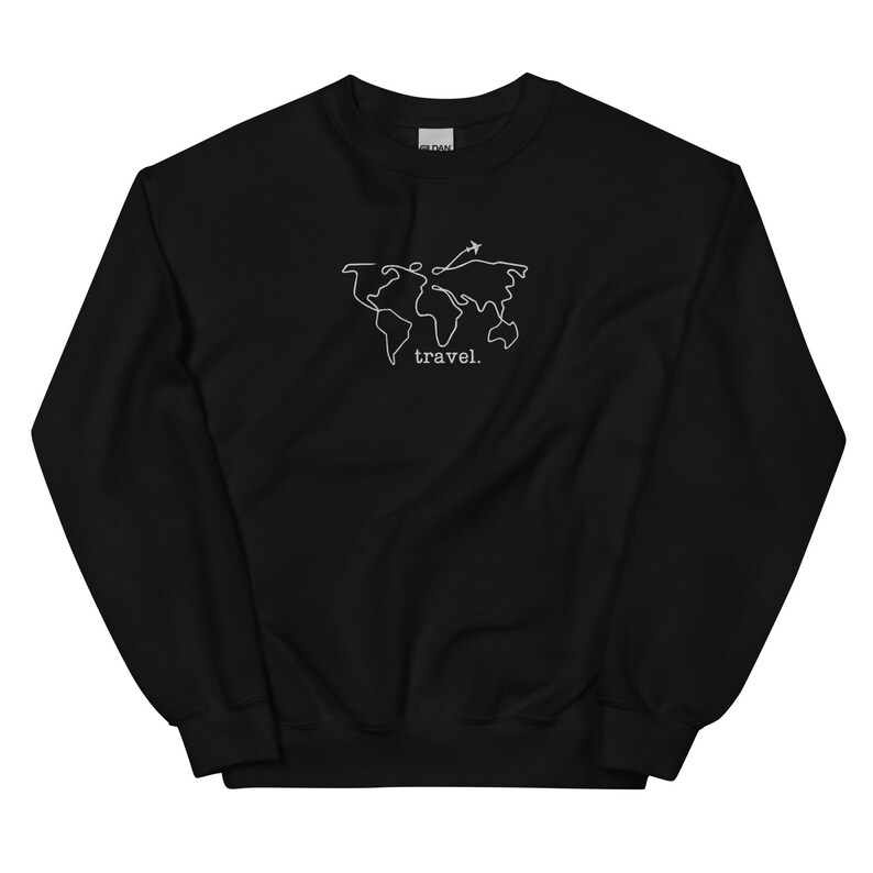 Travel Embroidered Sweatshirt, Adventurer Gift, Airplane Mode, Vacation Crewneck, Cozy Airplane Sweater, Gift for Traveler, Map Pullover