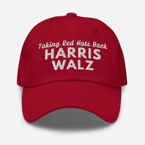 Harris Walz Hat, 2024 Election Hat, Red Democrat Baseball Cap, Vote Hat, Kamala for President Political Dad Hat, Madam President Liberal Cap