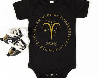 Body de bebé Aries, Body de bebé del zodíaco, Regalo para bebé recién nacido, Mono de bebé de marzo, Body de bebé de abril, Regalo para baby shower, Horóscopo, Astrología