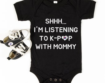 K-pop Baby Bodysuit, I'm Listening to K-Pop with Mommy, Korean baby clothes, Kpop Baby, Kpop Baby Clothes, Seoul Bodysuit, New Baby Gift