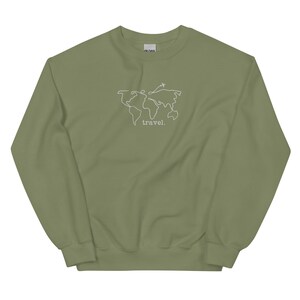Travel Embroidered Sweatshirt, Adventurer Gift, Airplane Mode, Vacation Crewneck, Cozy Airplane Sweater, Gift for Traveler, Map Pullover