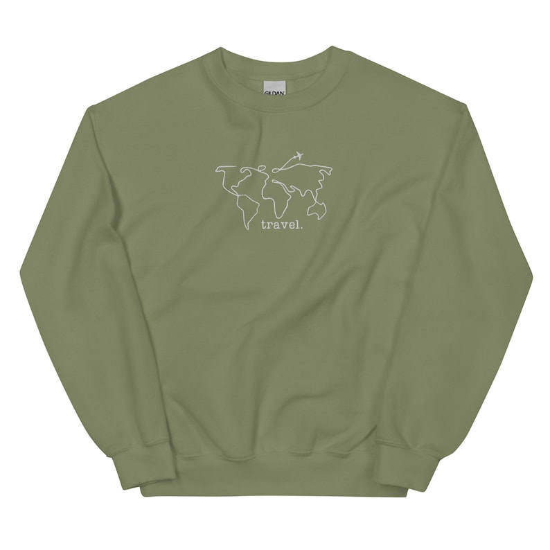 Travel Embroidered Sweatshirt, Adventurer Gift, Airplane Mode, Vacation Crewneck, Cozy Airplane Sweater, Gift for Traveler, Map Pullover
