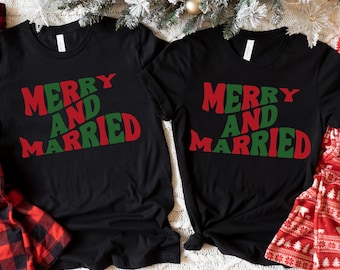 First Christmas Married Shirt, Couples Shirt, Merry and Married Tshirt, Newlywed Shirt, First Christmas as Mr and Mrs Tee, Couples Matching