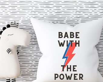 Bowie Nursery, Bowie Kids Room, Babe with the Power Throw Pillow, Nursery Decor, Cool Kids Room Decor, Bowie Gifts, Bowie Gift