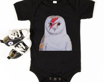 Bowie Baby romper,  Bowie, Bowie Gift, Bowie Bowie Owl, Goblin King, Jareth,  Bowie Baby Shower Gift, New Baby Gift