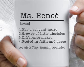 Personalized Sunday School Teacher Gift, Childrens Ministry Gifts, Christian Volunteer Gift, Church Staff Custom Mug, Religious Teacher Gift