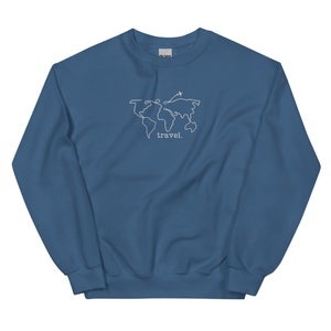 Travel Embroidered Sweatshirt, Adventurer Gift, Airplane Mode, Vacation Crewneck, Cozy Airplane Sweater, Gift for Traveler, Map Pullover