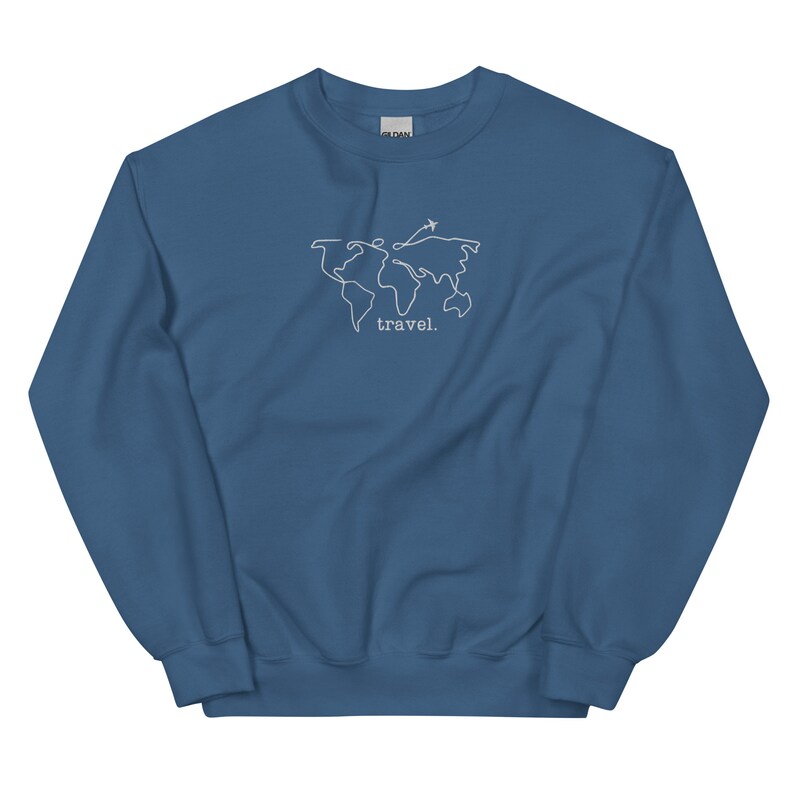 Travel Embroidered Sweatshirt, Adventurer Gift, Airplane Mode, Vacation Crewneck, Cozy Airplane Sweater, Gift for Traveler, Map Pullover