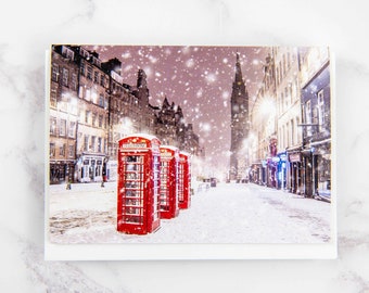 Edinburgh Royal Mile Snow Christmas Card, Scottish Christmas Card, Edinburgh Christmas Card