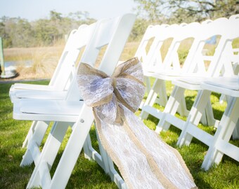 Burlap and Lace Pew/Chair Bow