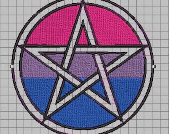 Bi Pentagram - Wiccan Embroidery File (3 sizes, .DST and .JEF)