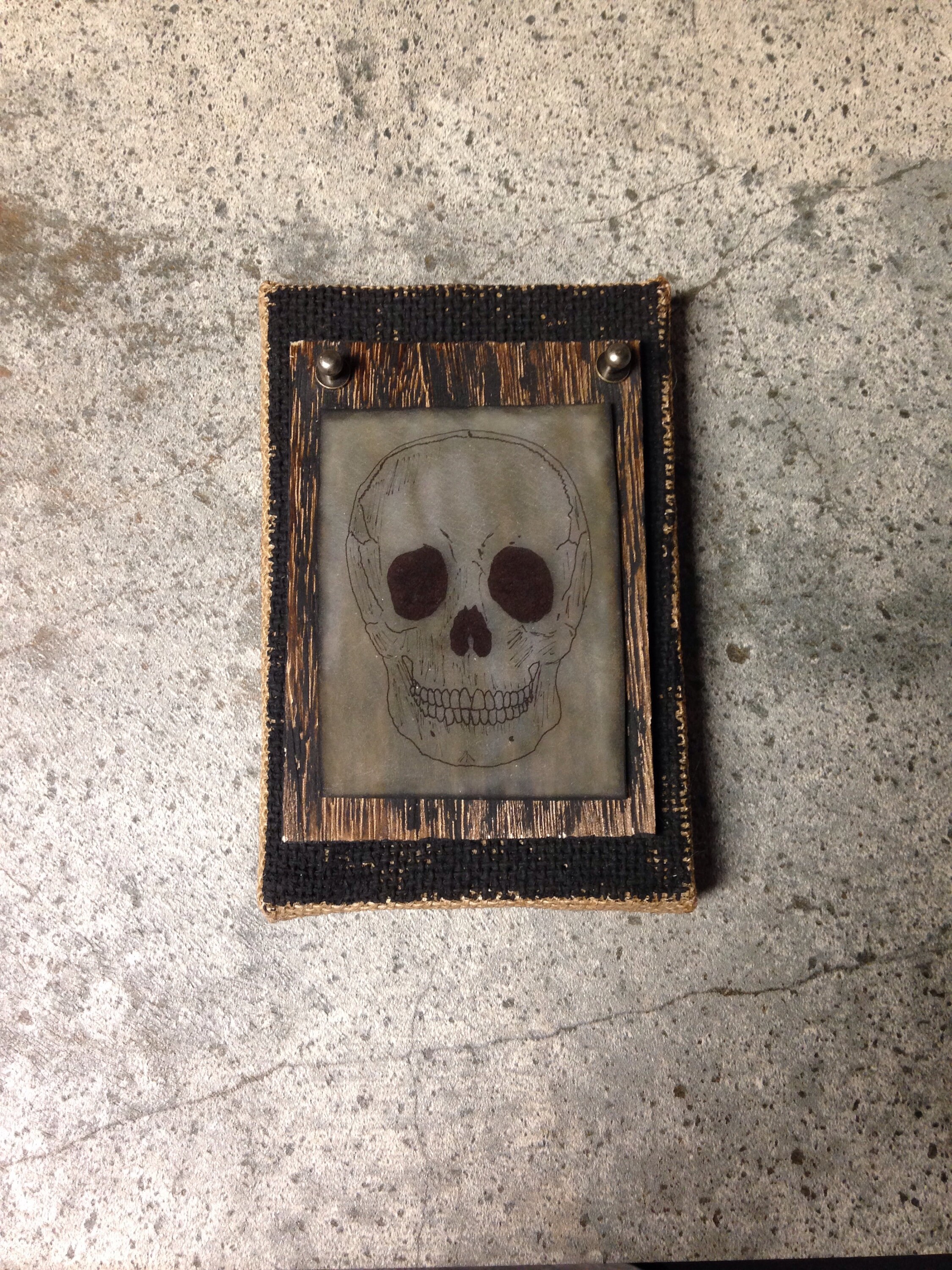 Creepy Skull Burlap Wall Art Etsy