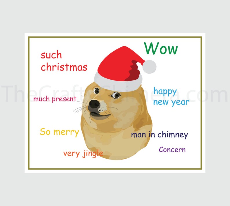 Doge Printable Christmas Card Etsy