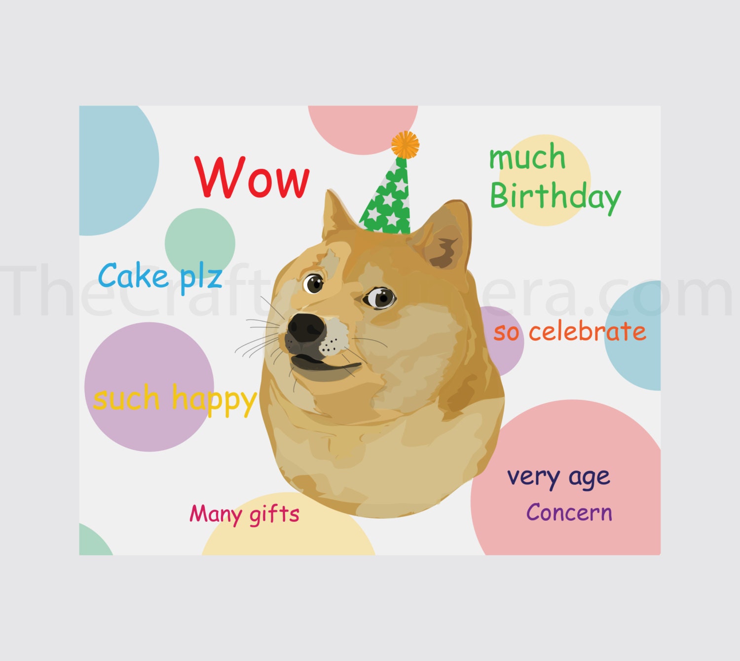 Doge Birthday Card DIGITAL DOWNLOAD Etsy