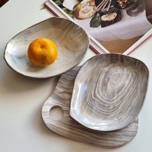 Elegant Handmade Ceramic Bowl Marble Gray & White, Versatile Serving Dish, Perfect Fruit Bowl or Table Centerpiece, Artisan Vitez Creation image 1